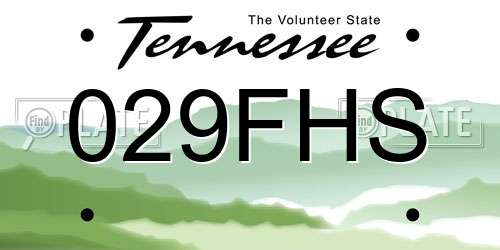 029FHS Tennessee License Plate