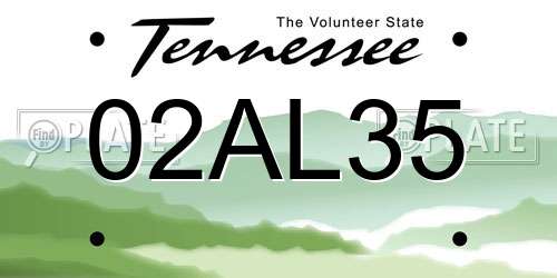 02AL35 Tennessee License Plate