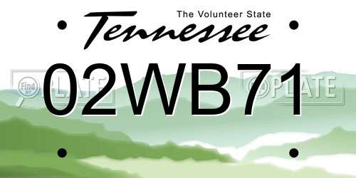 02WB71 Tennessee License Plate
