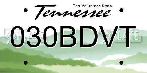 030BDVT Tennessee License Plate