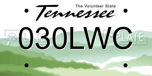 030LWC Tennessee License Plate