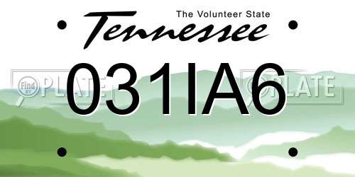 031IA6 Tennessee License Plate