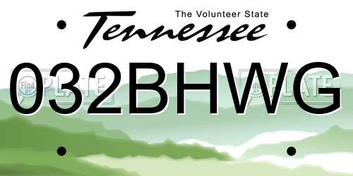 032BHWG Tennessee License Plate