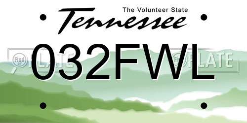 032FWL Tennessee License Plate