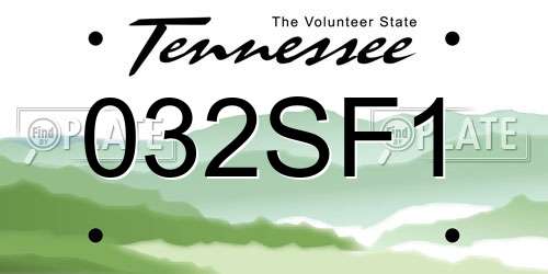 032SF1 Tennessee License Plate