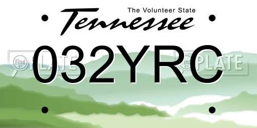 032YRC Tennessee License Plate