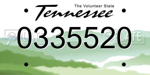 0335520 Tennessee License Plate