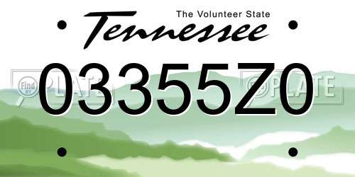 03355Z0 Tennessee License Plate