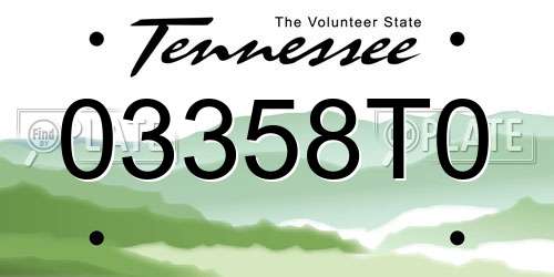 03358T0 Tennessee License Plate