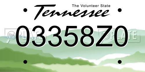 03358Z0 Tennessee License Plate