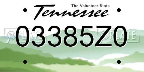 03385Z0 Tennessee License Plate
