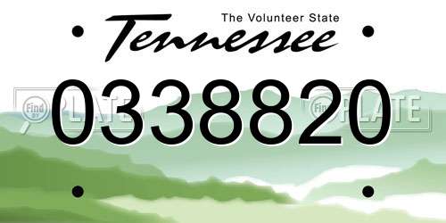 0338820 Tennessee License Plate