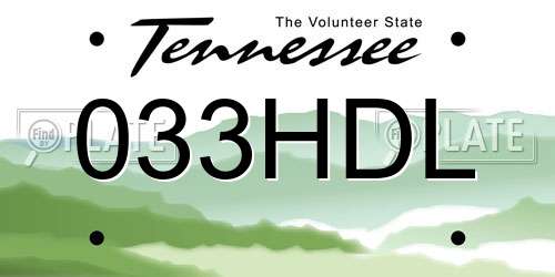 033HDL Tennessee License Plate