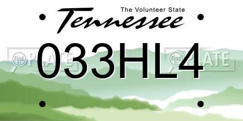 033HL4 Tennessee License Plate