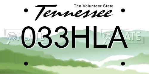 033HLA Tennessee License Plate