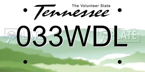 033WDL Tennessee License Plate