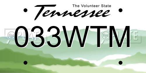 033WTM Tennessee License Plate