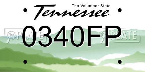 0340FP Tennessee License Plate