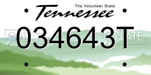 034643T Tennessee License Plate