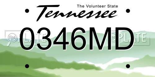 0346MD Tennessee License Plate