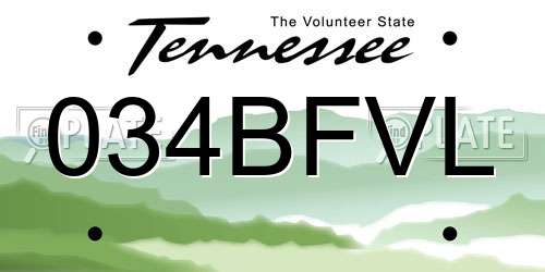 034BFVL Tennessee License Plate