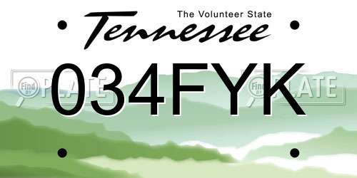 034FYK Tennessee License Plate