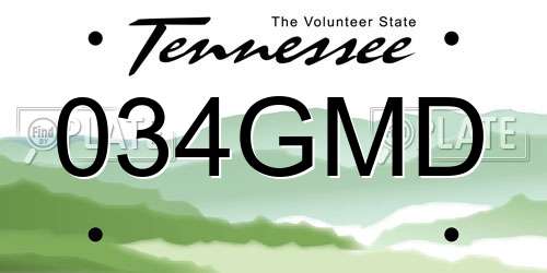 034GMD Tennessee License Plate