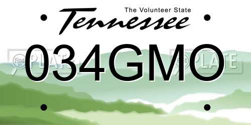 034GMO Tennessee License Plate