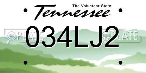 034LJ2 Tennessee License Plate