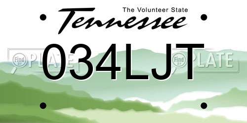 034LJT Tennessee License Plate