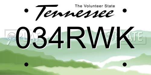 034RWK Tennessee License Plate