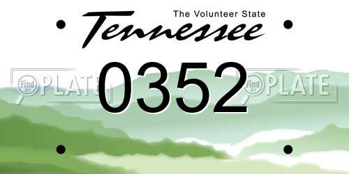 0352 Tennessee License Plate