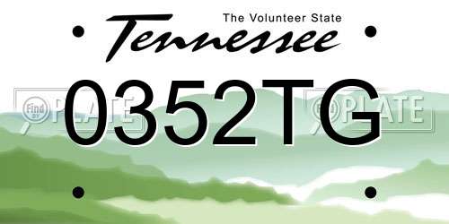 0352TG Tennessee License Plate