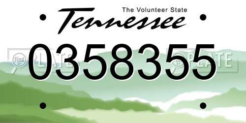 0358355 Tennessee License Plate