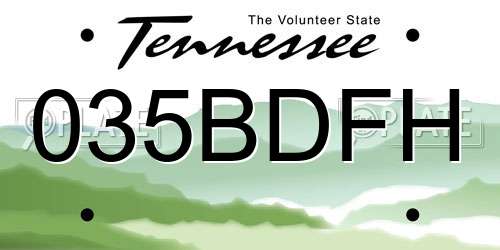 035BDFH Tennessee License Plate