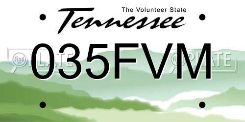 035FVM Tennessee License Plate