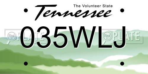 035WLJ Tennessee License Plate