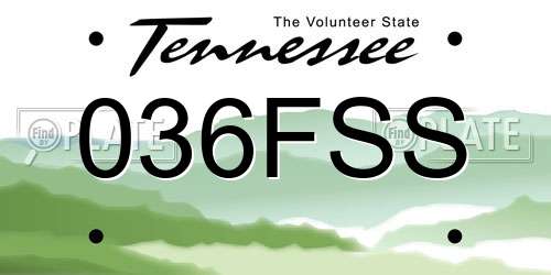 036FSS Tennessee License Plate