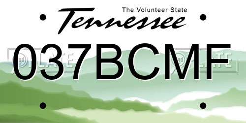 037BCMF Tennessee License Plate