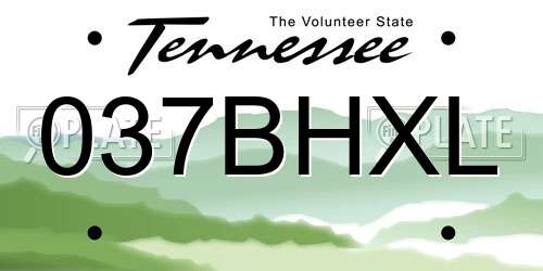 037BHXL Tennessee License Plate