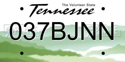 037BJNN Tennessee License Plate