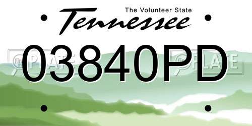03840PD Tennessee License Plate