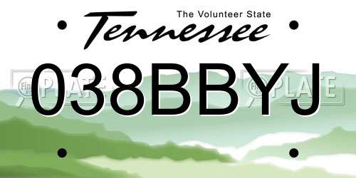 038BBYJ Tennessee License Plate