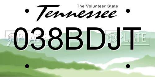 038BDJT Tennessee License Plate