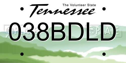 038BDLD Tennessee License Plate