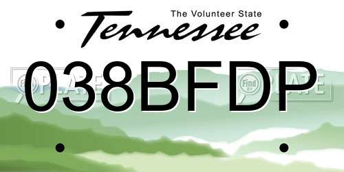 038BFDP Tennessee License Plate