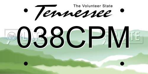 038CPM Tennessee License Plate