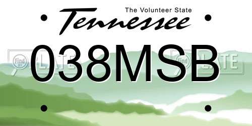 038MSB Tennessee License Plate