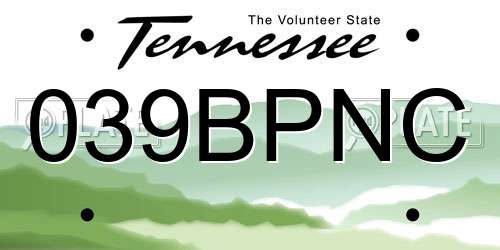 039BPNC Tennessee License Plate