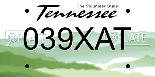 039XAT Tennessee License Plate
